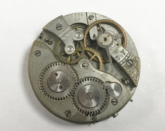 e888 Antique Misc. American European Pocket Watch Movement for Parts/Repair
