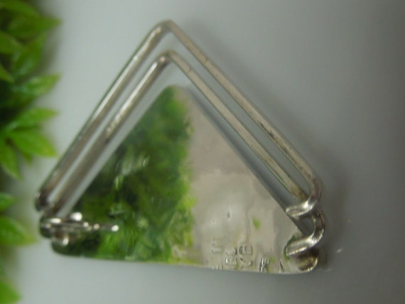 q521 Abalone Shell Sterling Silver Triangle Penda… - image 5