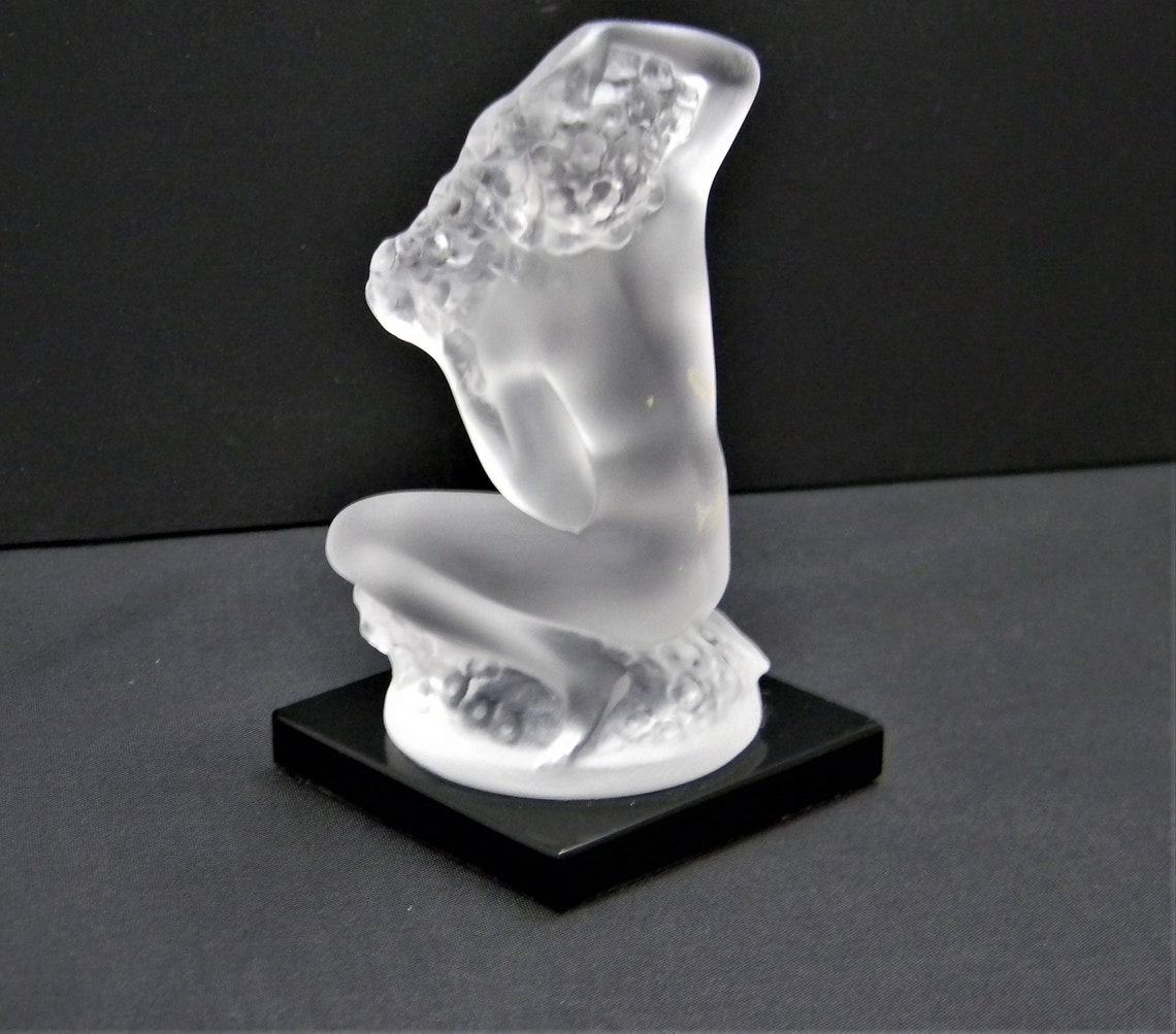 H713 Lalique Frosted Glass Nude Lady in Bubbles Figurine Black Etsy