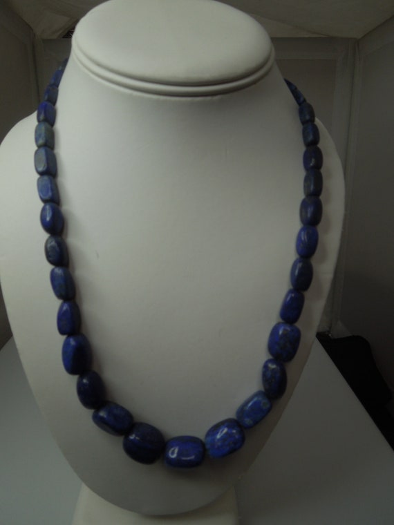 q354  Lapis lazuli Graduated Beads and Sterling S… - image 1