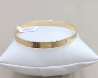 k932 Beautiful Vintage 14kt Yellow Gold Diamond Bangle Bracelet&nbsp;