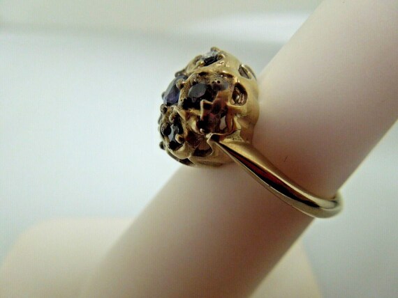 s044 Antique 14kt Yellow Gold Amethyst Ring Size … - image 4