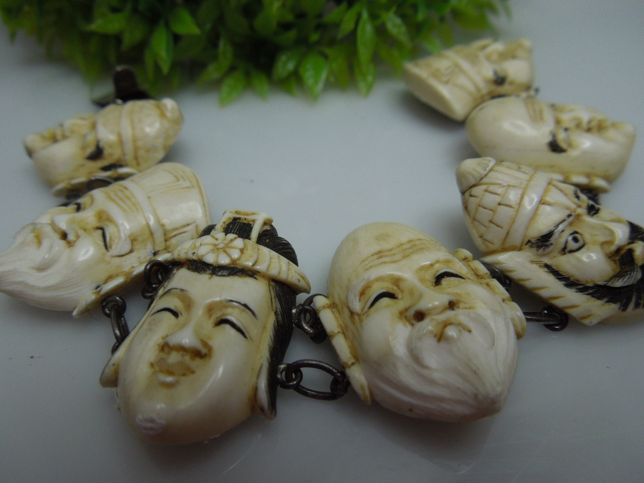 Q233 Vintage Japanese Silver & Carved Seven Lucky Gods Q233 Vintage Japanese Silver & Carved Seven Lucky Gods
