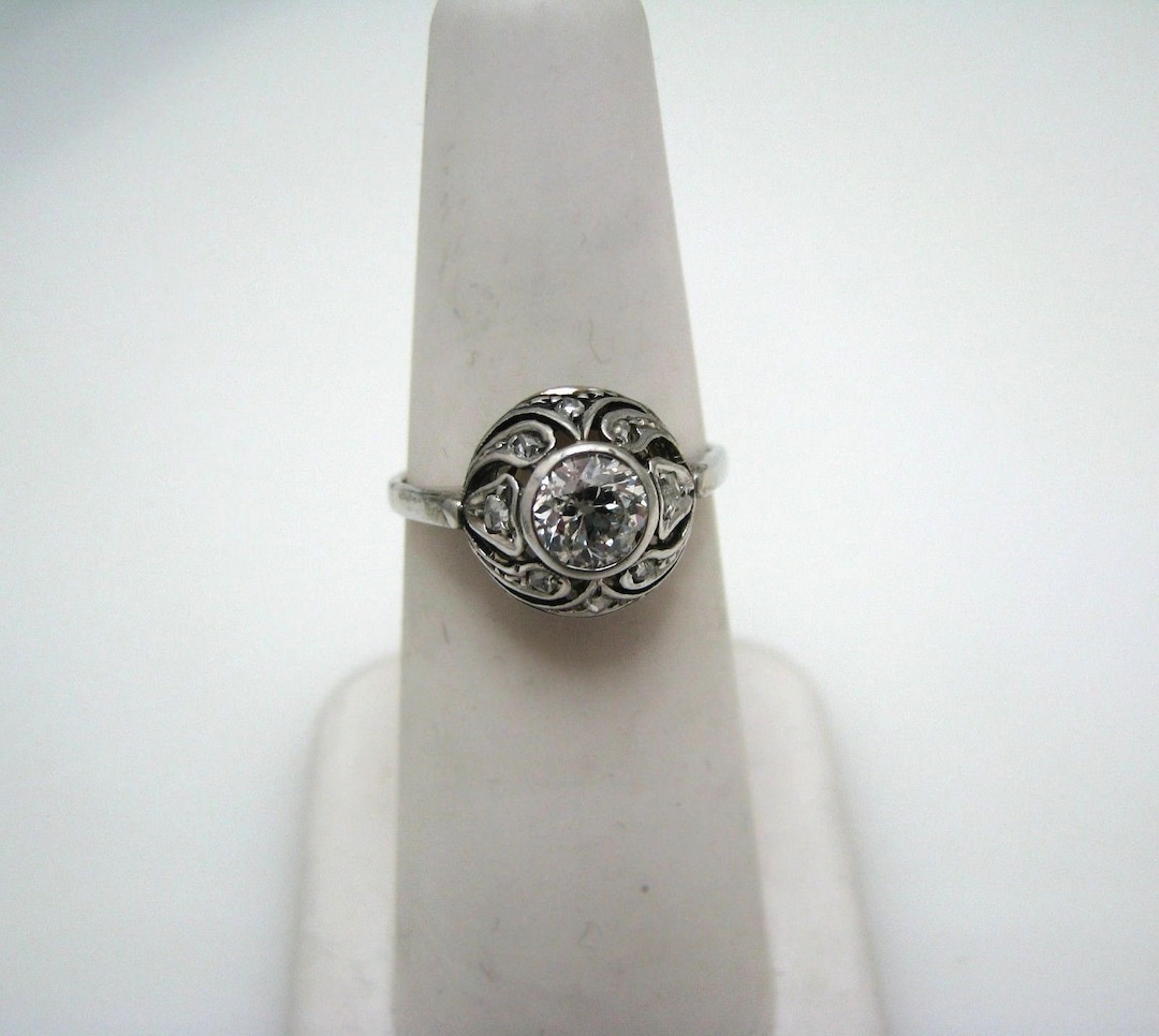 A838 Vintage Beautiful Diamond Ring in 10k White Gold Size 5 - Etsy