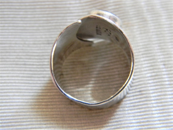 h518 Unique Sterling Silver Ring with Cabochon Bl… - image 4