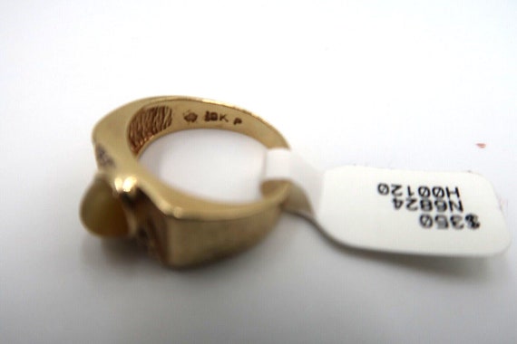 t347 10k Yellow Gold Cats Eye Cubic Zirconia Ring - image 4