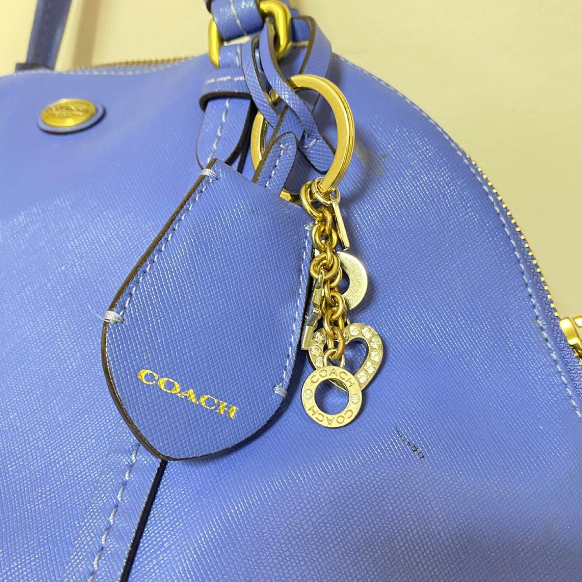 M345 Vintage Coach Peyton Leather Cora Domed Satchel F25671 SV CERULEAN BLUE Etsy