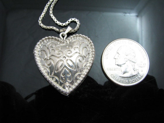 b812 Pretty Puffed Sterling Silver Heart Pendant … - image 5