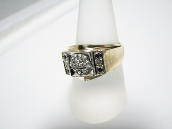 c998 Handsome Men's Diamond and Sapphire Ring in … - image 3