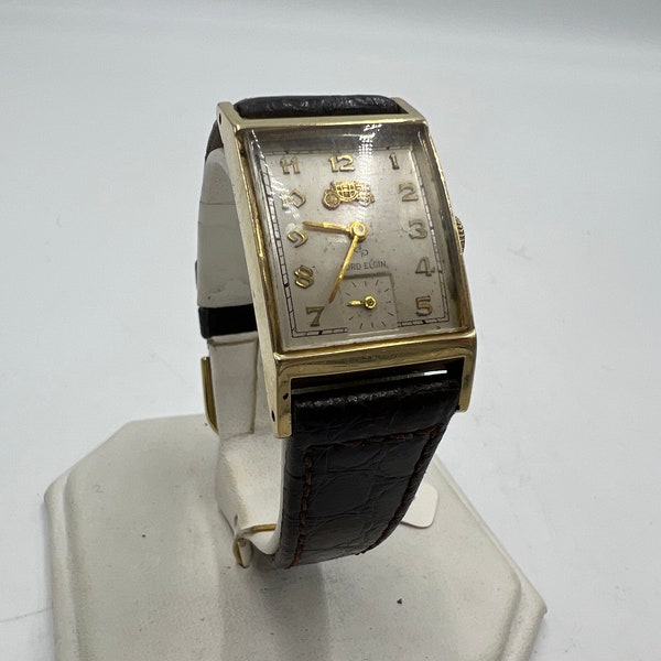 u036 Lord Elgin 1950s "Fisher Body Company" 14k Gold Watch
