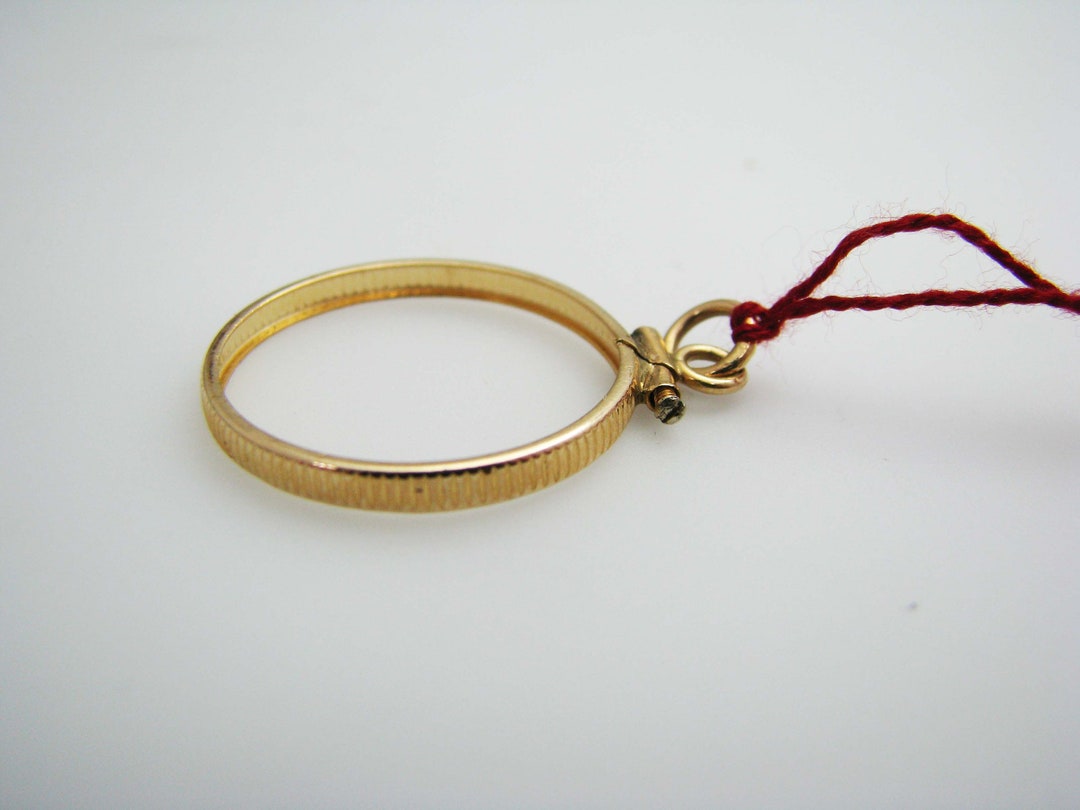 B407 14kt Yellow Gold Coin Holder Pendant Etsy
