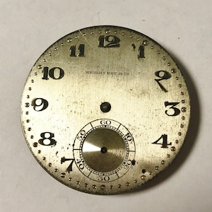 May include: A silver watch face with black Roman numeral hour markers and black Arabic numeral minute markers. The watch face has a small, circular subdial with black Arabic numeral markings. The text "WRIGHT KAY & CO" is printed on the watch face.