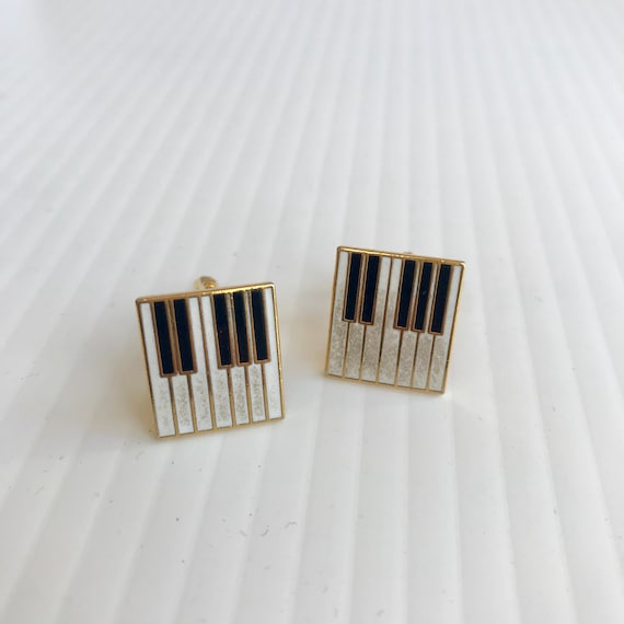 f353 Vintage Gold Tone Square Shape Piano Octave … - image 1