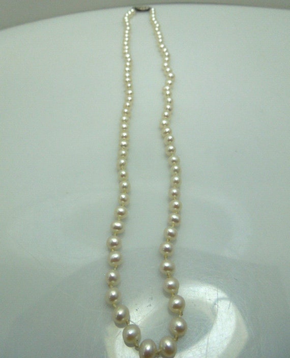 s821 Genuine Pearl Necklace with Sterling Silver … - image 1