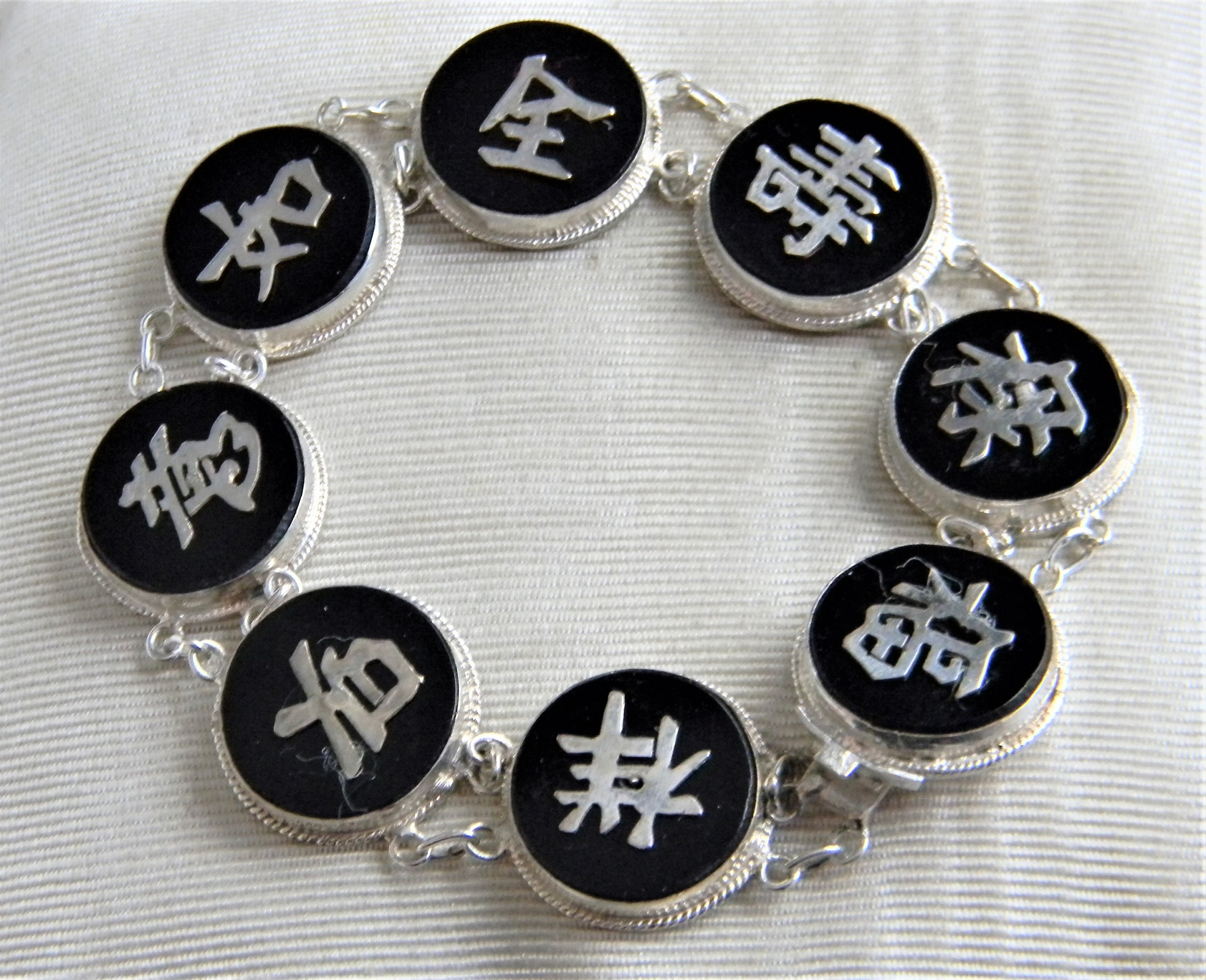 ●BLACKPURPLE● [silver925] Money Keeper Onyx Bracelet Black Onyx Gemstone Adjustable Cuff Bangles 5pcs Lot 925
