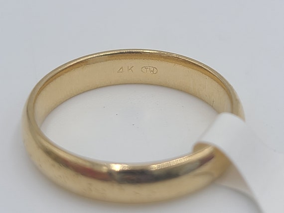 k689 Simple Unisex 14kt Yellow Gold Wide Wedding … - image 2