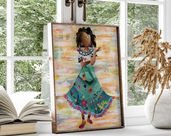 Encanto Wall Art, Mirabel art print, Hispanic Art, Girls Room Decor, Madrigal Sisters, Unframed