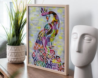 Peacock Wall Art, Peacock Art Print, present for mom, Peacock Wall Decor Peacock Painting, christmas gift ideas, Illustration Bohemian Boho