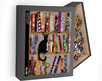 Book lover puzzle, Bookish gift, Bibliophile, Books and Cats, Puzzle for Adults