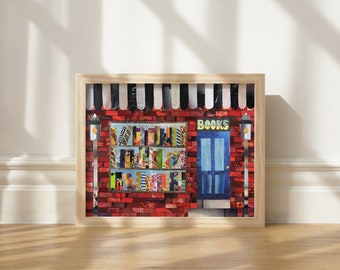 Book shop art Bibliophile gift Book Lover Art Gift Reading Art Print Library Art Print Bookish gift, Library Art Print bookworm art