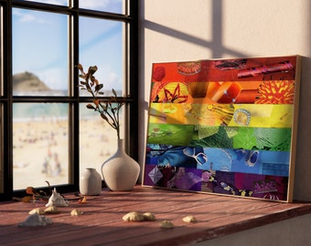 Rainbow Pride Art, LGBTQ Colorful Art, Queer Gay Love, Unframed