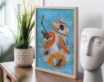 Star Wars BB8 Art, Kid's room decor, Dorm Room Art, Man Cave Art, Canvas or Paper Print