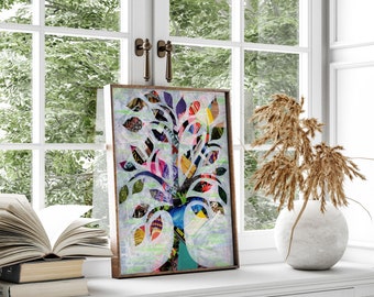 Tree of life, tree art print, bohemian decor, maximalism, upcycled eclectic wall art, colorful wall art secret santa UNFRAMED PRINT