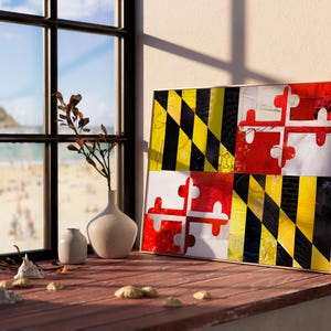 Maryland Flagge Kunst, Maryland Wanddekor, Maryland State College, MD Hausgeschenk