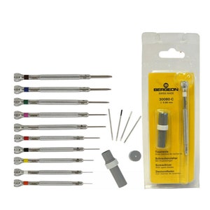 Bergeon 30080 Watchmakers Swiss Screwdriver with Spare Blades Size 0.50mm~3.0mm