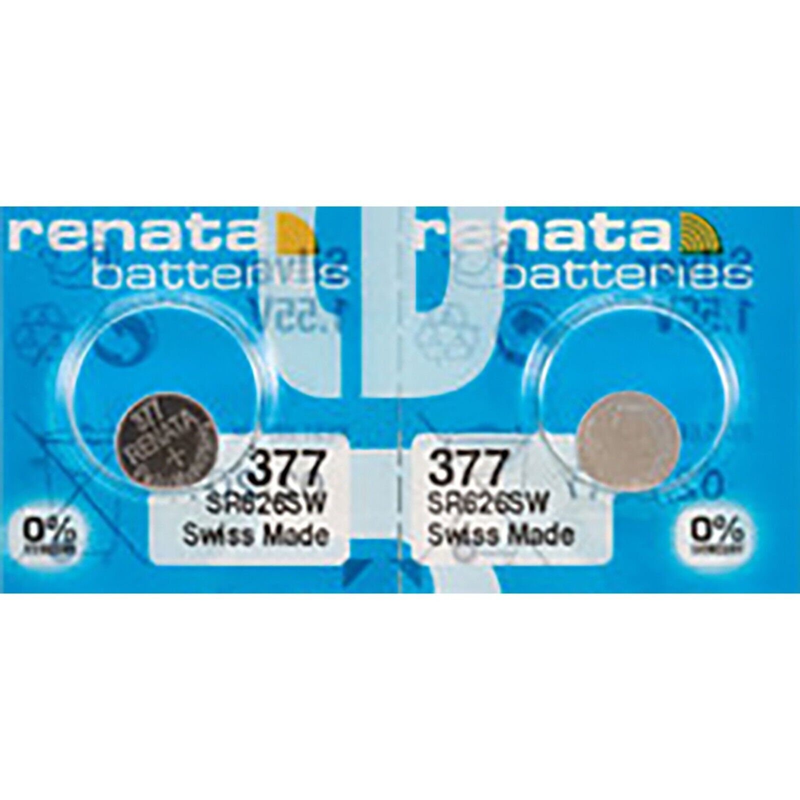 2 X Renata 377 1.55v Watch Cell Batteries SR626SW Mercury Free