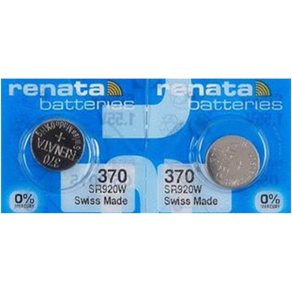 2 piles pour montre Renata 370 1,55 V SR920SW Oxyde d'argent sans mercure