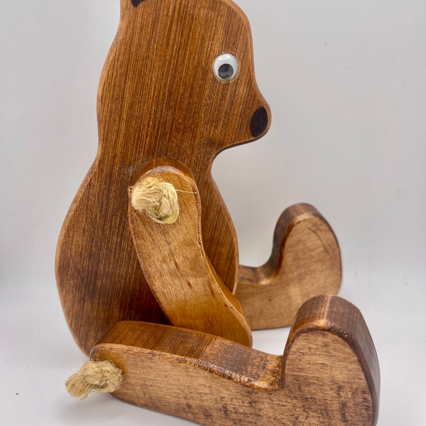 Vintage Wood Teddy Bear Articulated