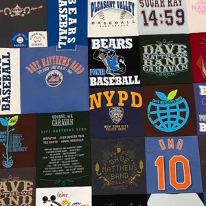 T-Shirt Blanket - Use your T-Shirts for a Blanket (Jerseys Sweatshirts Collared shirts and more!) 100% Customized Memory Blanket