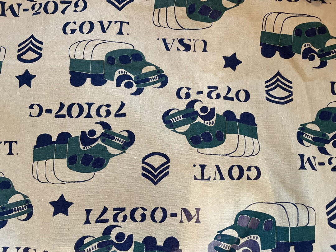 Vintage Military Fabric Army Etsy