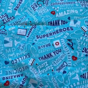 LAST PIECE Healthcare Workers Thank You Fabric by Timeless Treasures THANKS - C8419 Nurse Doctor Healthcare workers