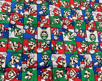 Super Mario Bros Fabric Luigi y Mario