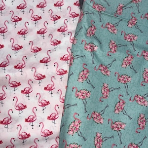Flamingo Fabric - Floral Flamingo Flamingos on Pink