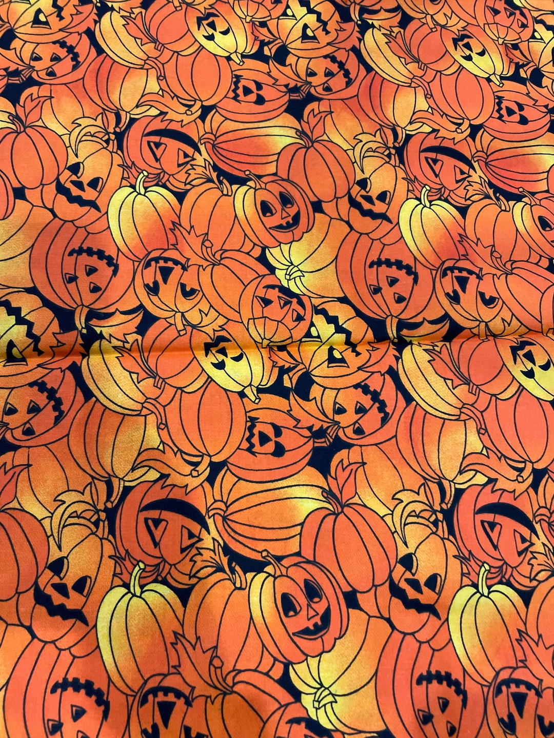 Vintage Halloween Fabric Pumpkins and Jack O Lanterns Etsy