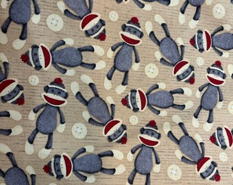 Sock Monkey Scrub Cap: Tie Back Surgical Cap, Handmade