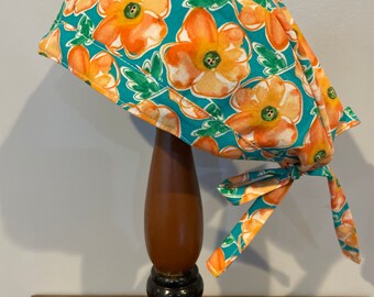 ¡ÚLTIMA OPORTUNIDAD! Gorro quirúrgico floral naranja, primavera y verano - Gorro quirúrgico, EPI, gorro hospitalario, gorro para cáncer, funda para el cáncer