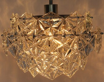 Crystal Chandelier Lighting Mid Century Modern Tiered Crystal Cut Lead Ice Glass Hanging Ceiling Pendant Lamp Weding Retro Kinkeldey style