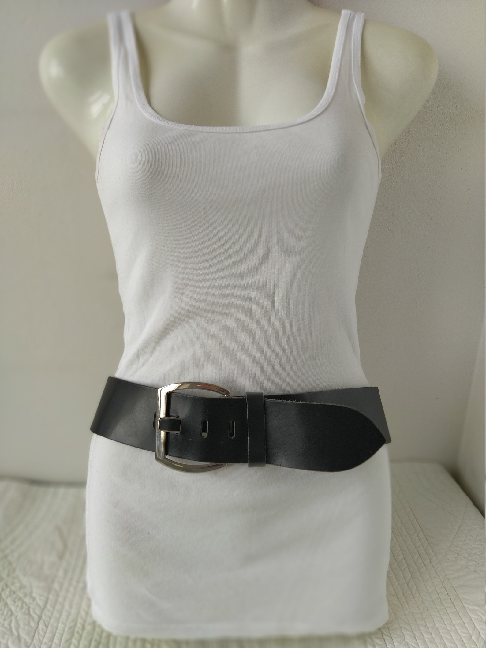 Black Leather Belt 44