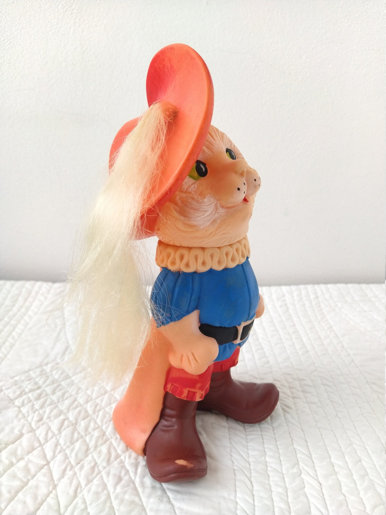 Cat Toy Doll Puss in Boots Big Rubber Cat Rare Pink Blue Red Etsy