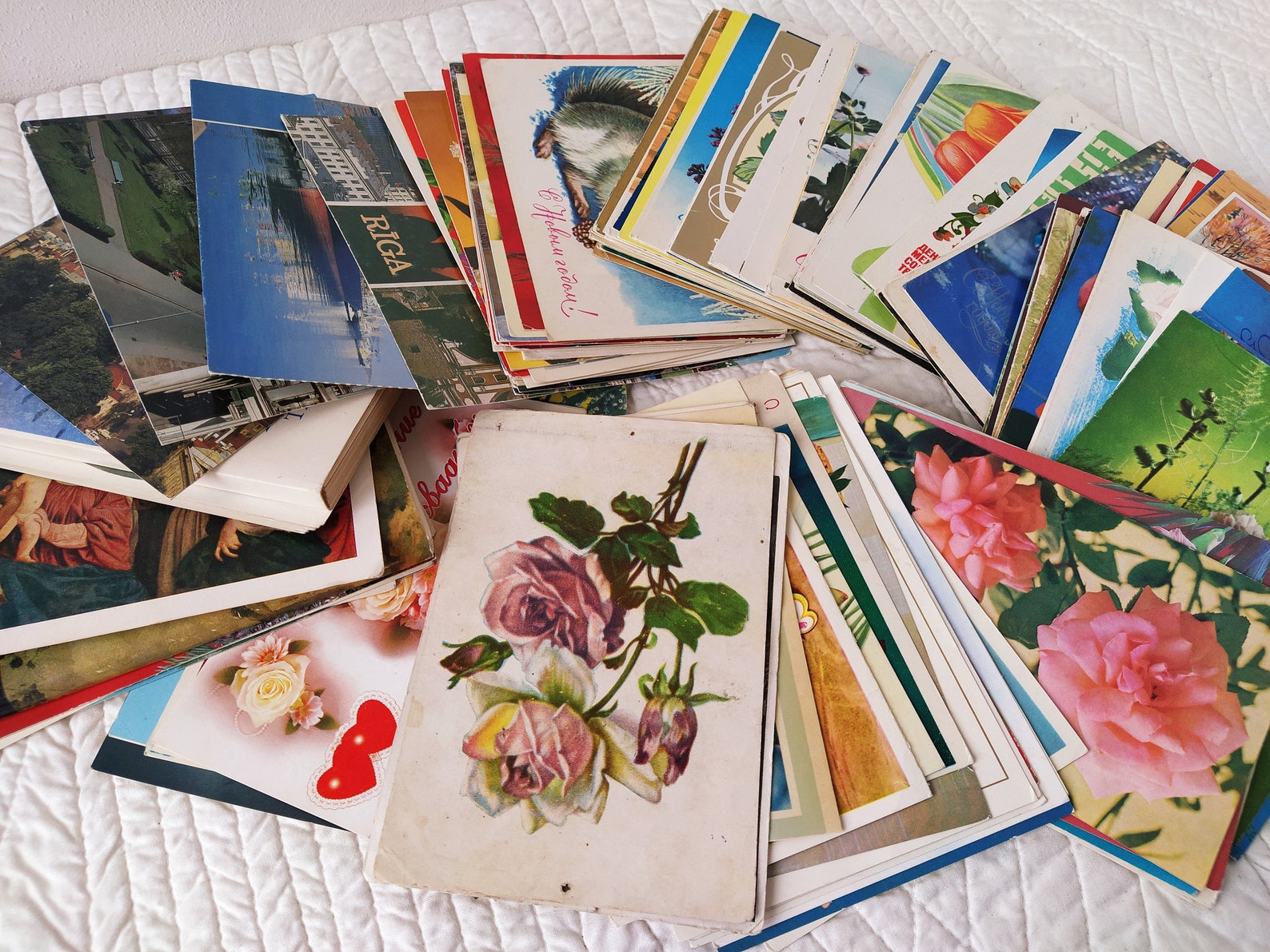 Lot 25 Postcards Cards Old Collect Craft Postcrossing Etsy