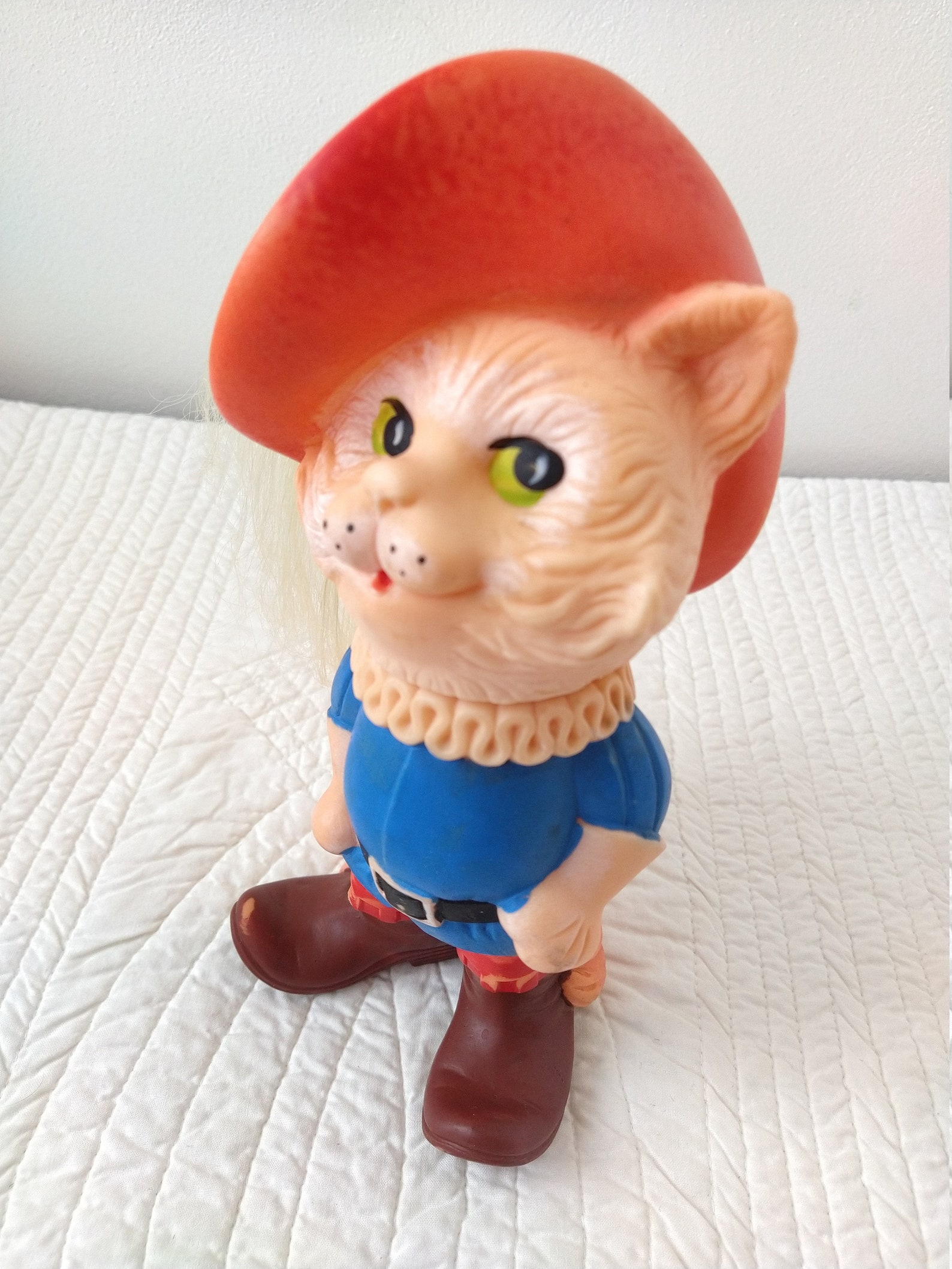 Cat Toy Doll Puss in Boots Big Rubber Cat Rare Pink Blue Red Etsy