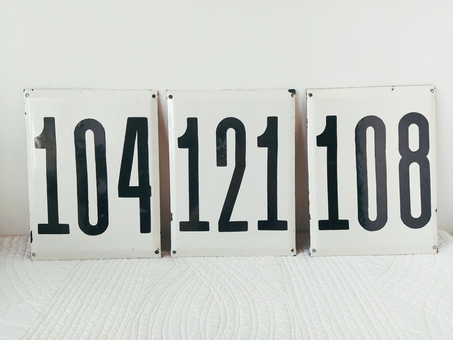 121 Large 11'' Enamel House Number Plaque Old Sign Etsy