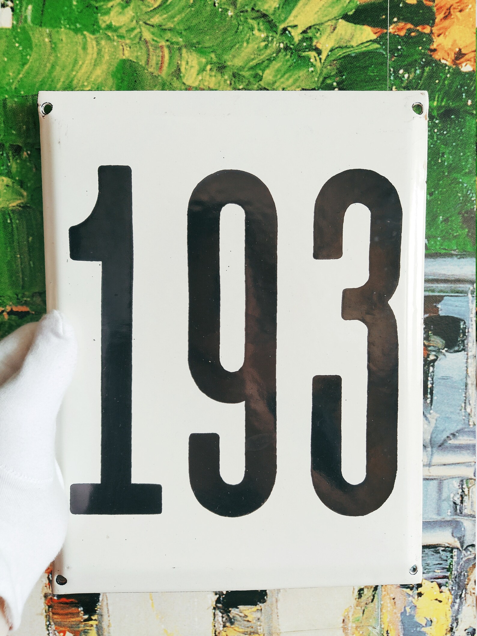 193 Large 11'' Enamel House Number Plaque Old Sign Etsy