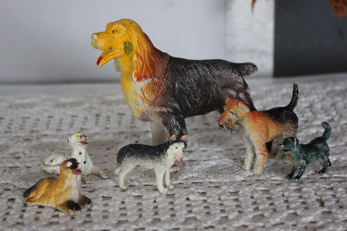 Dogs Lot 6 Set Toys Cute Hard Plastic Terrier Beagle Miniature Etsy