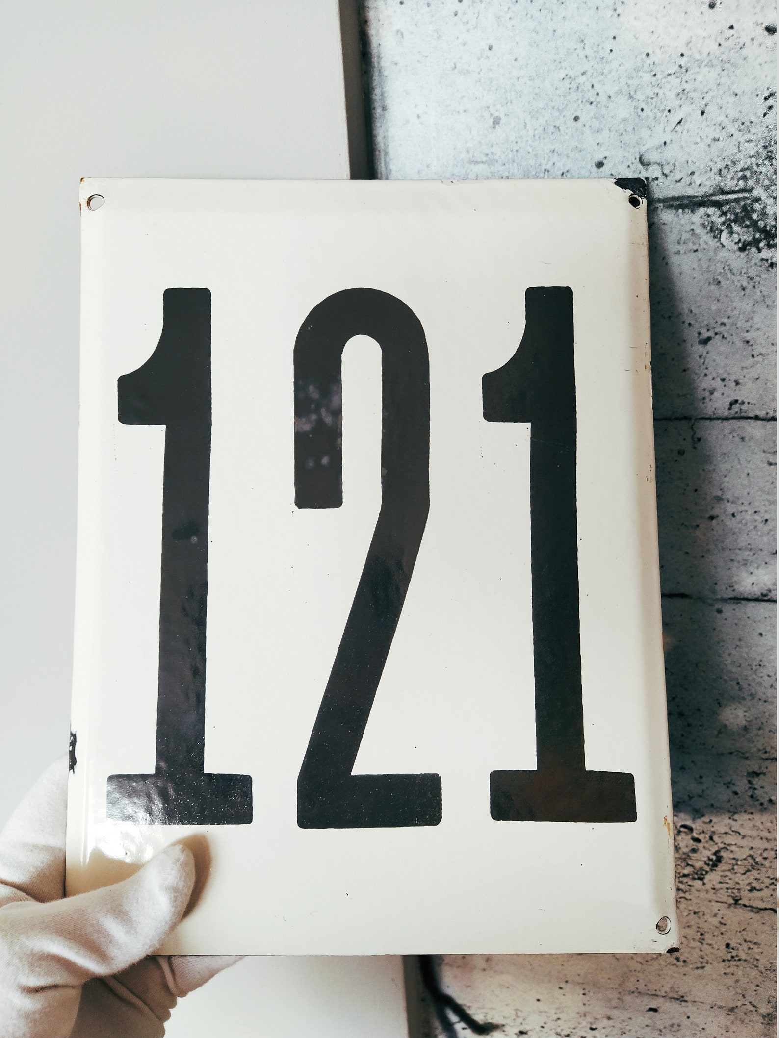 121 Large 11'' Enamel House Number Plaque Old Sign Etsy