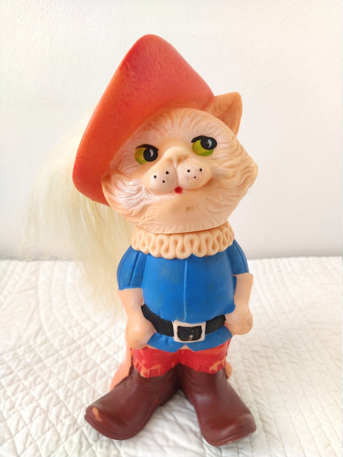 Cat Toy Doll Puss in Boots Big Rubber Cat Rare Pink Blue Red Etsy